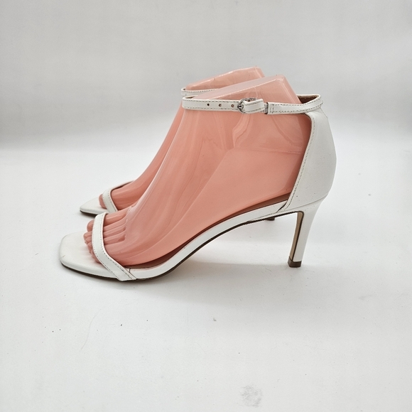Stuart Weitzman Amelina White Leather Heeled Sandals Size 6 - Picture 6 of 16